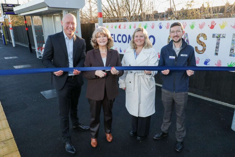 Offical opening of the TransPennine Express (TPE) Castleford Station platform. Pictured; Chris Jackson, Cllr Denise Jeffery, Hannah Lomas, and Liam O'Shaughnessy. // Credit: Jason Lock