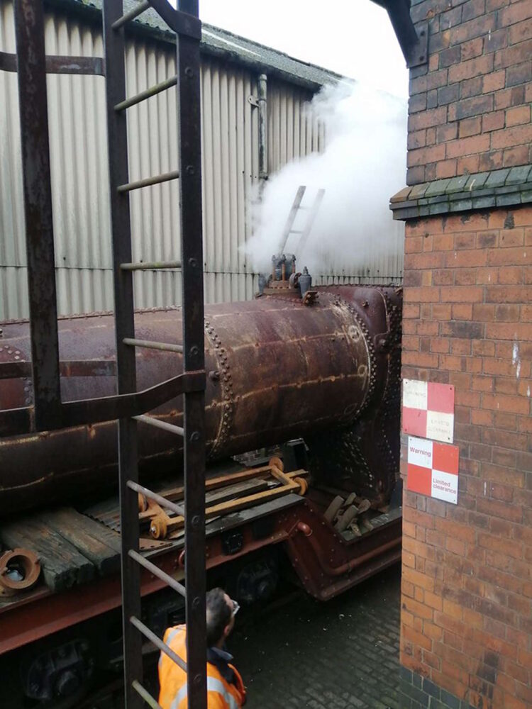 7802's safety valves lifting during its insurance steam test. // Credit: Terry Jenkins