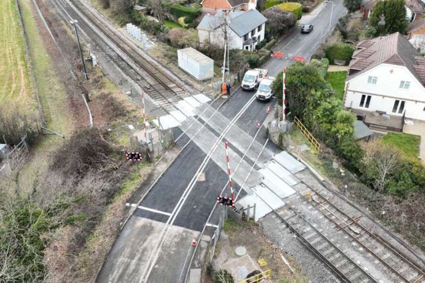 Arial view of Star Lane level crossing