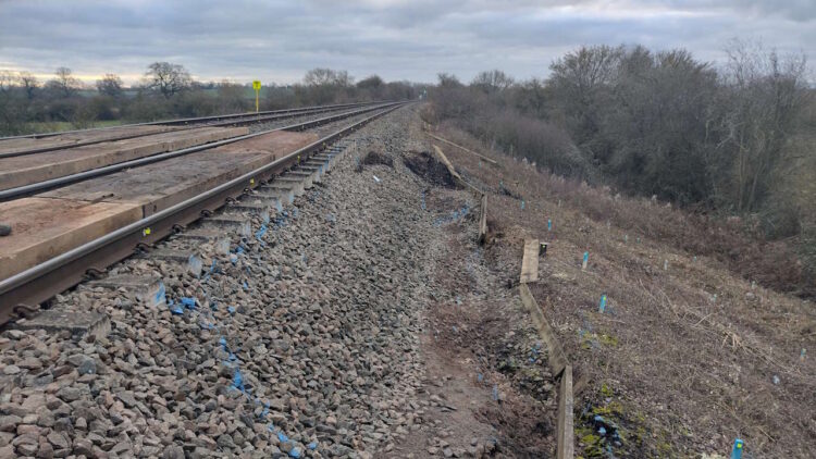 View of the Bicester landslip. // Credit: Network Rail