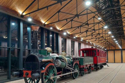 : 'Fire Queen', her tender and the Directors Coach become the first exhibits to enter the new museum at the Vale of Rheidol Railway, on the evening of 19th January 2024. Further exhibits will follow in the next few weeks. The museum is due to open to the public in late March, when the railway opens again for the new season