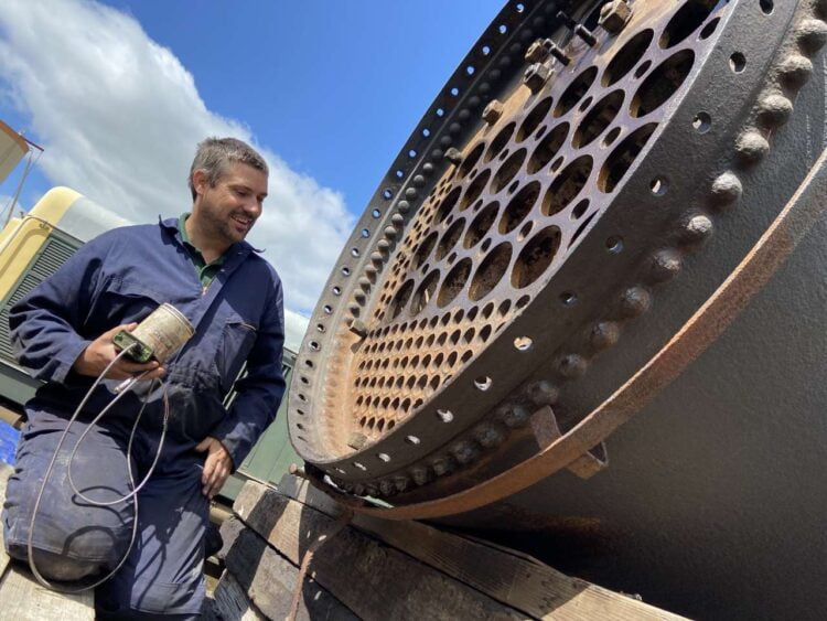 Inspection of front tubeplate pic Ian Crowder