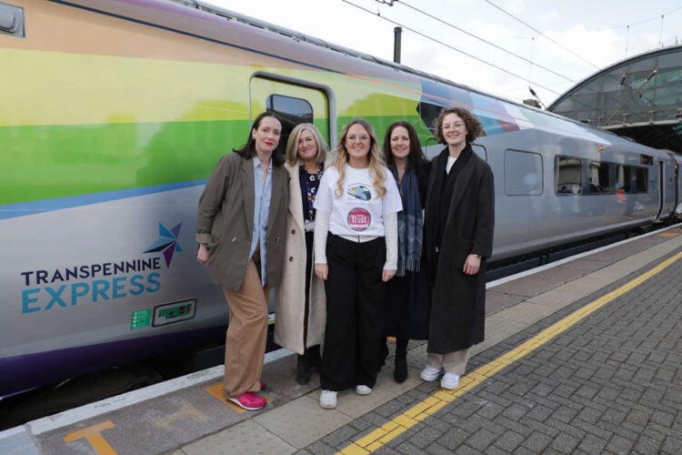 L-R, Susie Cuthill, Kathryn O'Brien, Harriet Harbridge, Nicola Buckley and Rachael Baker at the launch of the TPE Unity Train. // Credit: Jason Lock 