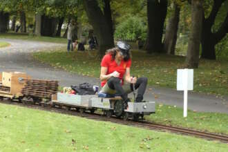 Human powered train at the Thompson Park Railway
