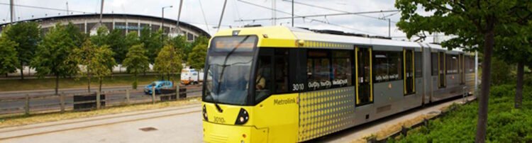 Manchester tram outside the Etihad stadium. // Credit: Transport for Greater Manchester