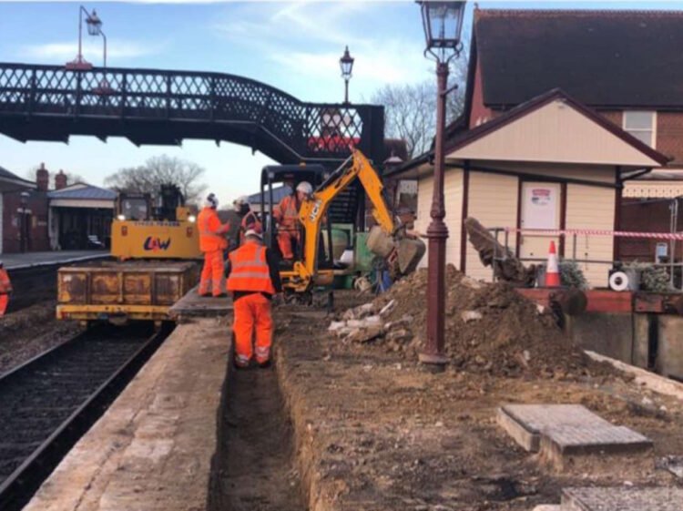 Working on Platform 1 at Sheffield Park. // Credit: The Bluebell Railway 