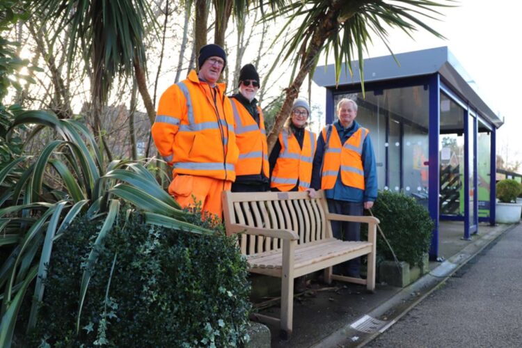 volunteers at poppleton with the new bench