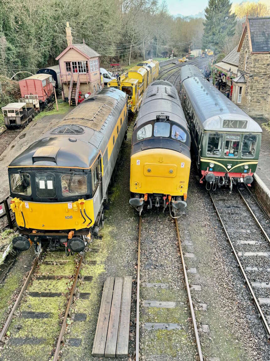 Three in one. Class 33, 33108, class 37, 37263, and class 108 DMU at Highley.