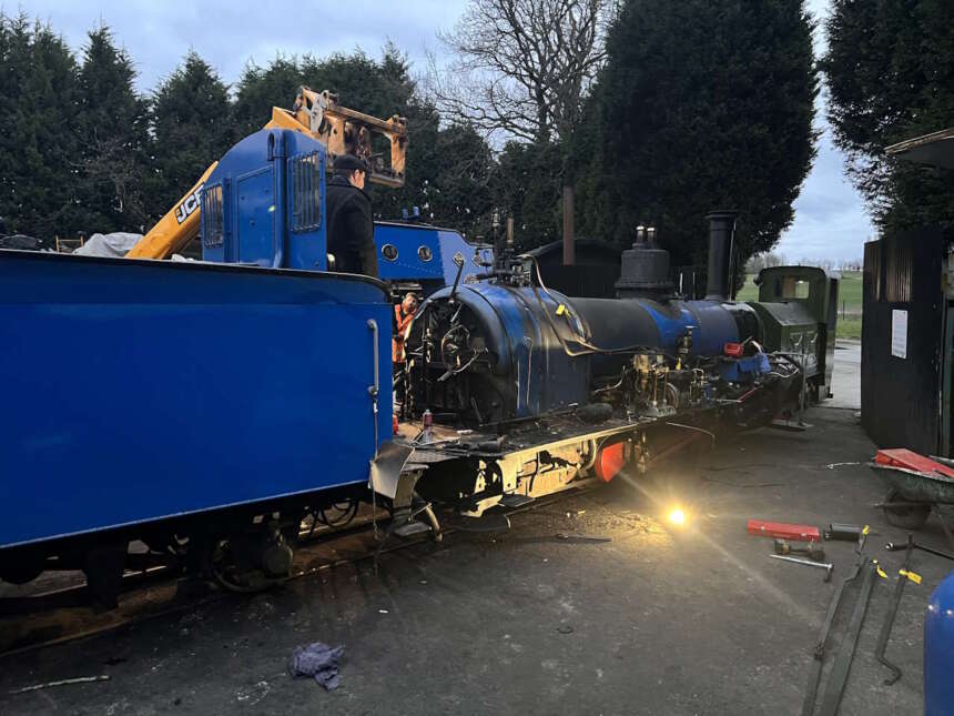 Loco dismantling with bunkers being removed