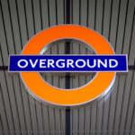 Close up of a London Overground roundel at West Hampstead station