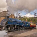 60007 Sir Nigel Gresley departs Grosmont, North Yorkshire Moors Railway