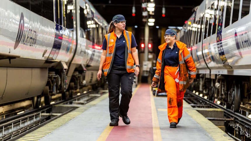 Kate Towns (L) with a colleague at Neville Hill depot