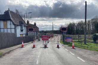 A5132 Hilton Level Crossing, road temporarily closed