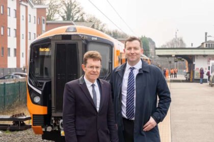 Andy Street Managing Director of West Midlands Trains Ian McConnell at Four Oaks