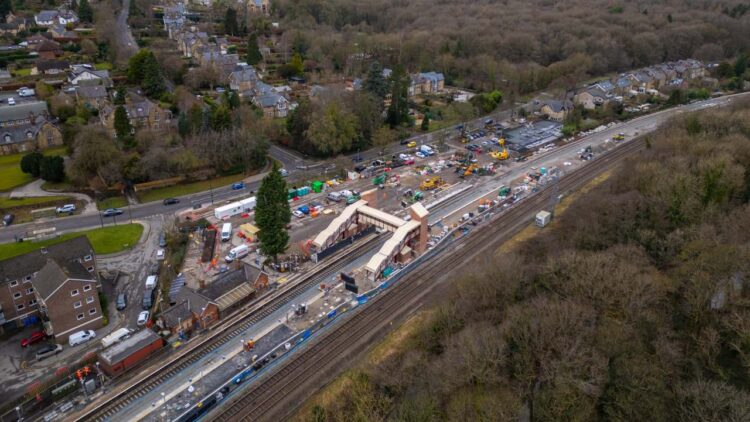 Ariel view of Dore & Totley during the Hope Valley Line Upgrade Works
