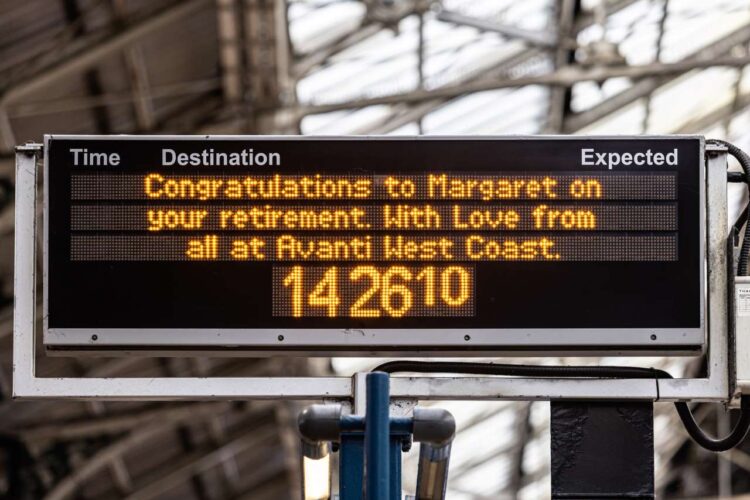 Avanti wish Margaret well in her retirement, with a special message on one of Preston's destination boards. 