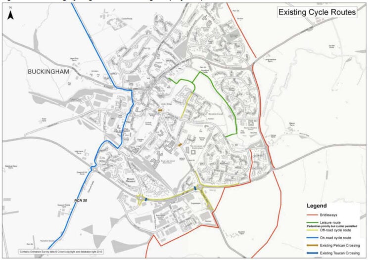 Existing travel routes in Buckingham. // Credit: Buckinghamshire Council 