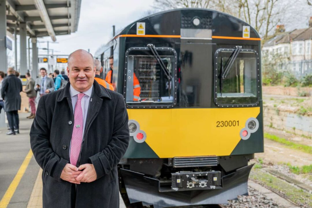GWR Managing Director Mark Hopwood with the class 230 fast-charging battery train - GWR