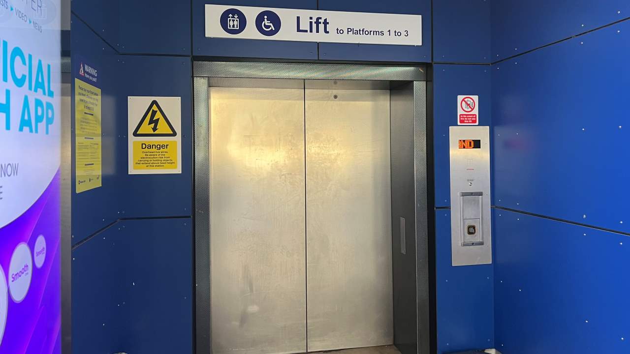 One of the old lifts at Bolton station