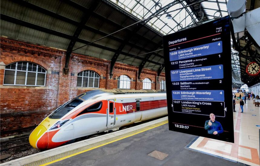 Dated: 12/03/2024 Showing the way... LNER have introduced British Sign Language graphics on their departure and arrival boards which mirror station announcments, with the initial rollout at Darlington and Durham stations.