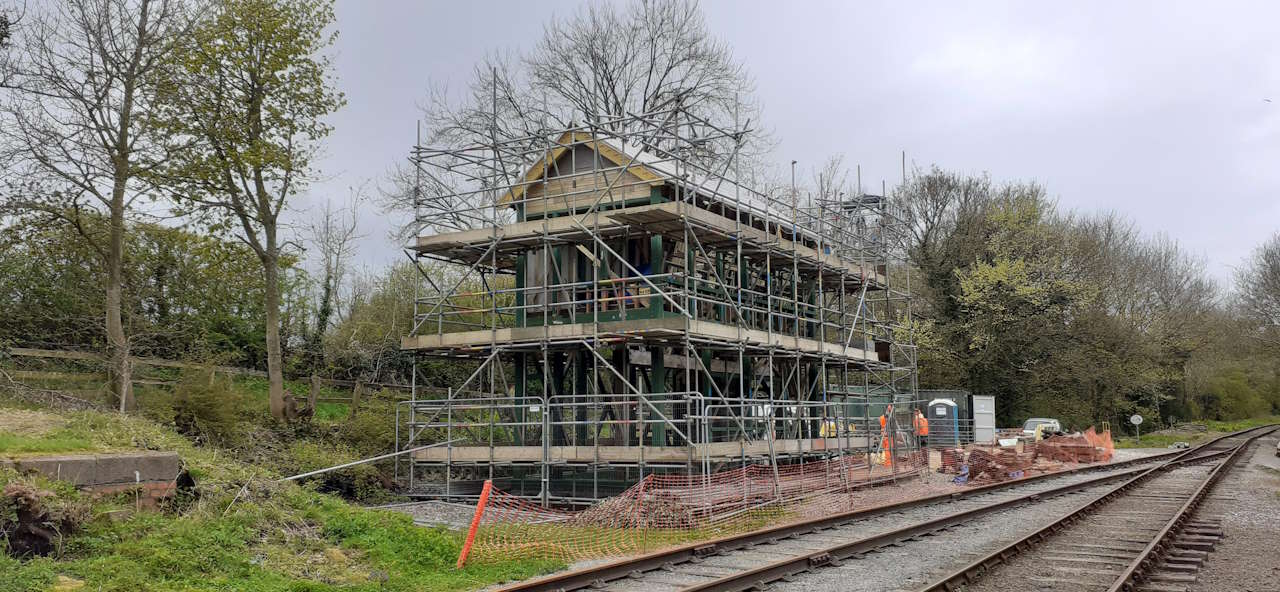 Reconstruction in progress on Hertford East signal box. // Credit: Nick Keegan
