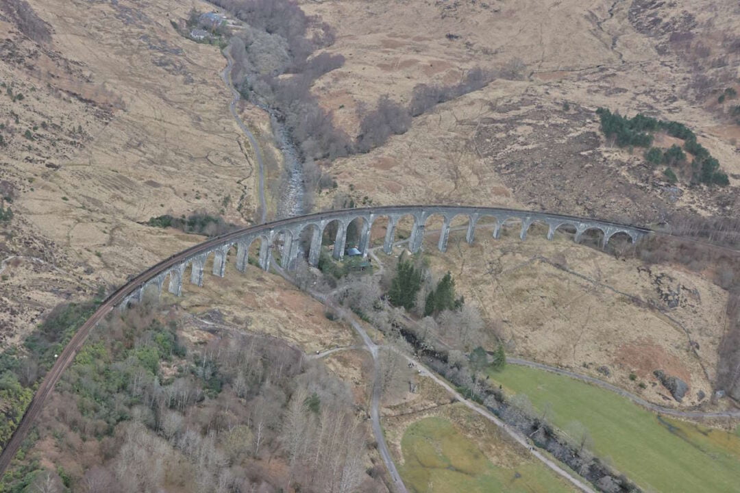 Glenfinnan viaduct from the air. // Credit: Network Rail