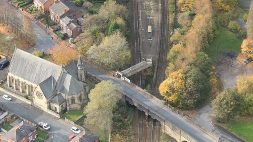 Ince station and Ince Green Lane bridge