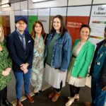 Rugby Colour Palette - Launch Event (left to right): Sarah Sheldon (Avanti West Coast Station Manager at Rugby), Stacey Barnfield, Cllr Maggie O'Rourke (Mayor of Rugby), Julia Singleton-Tasker (Heart of England CRP), Sarah Annis (Ruby Red) and Marlon Golding - Avanti West Coast
