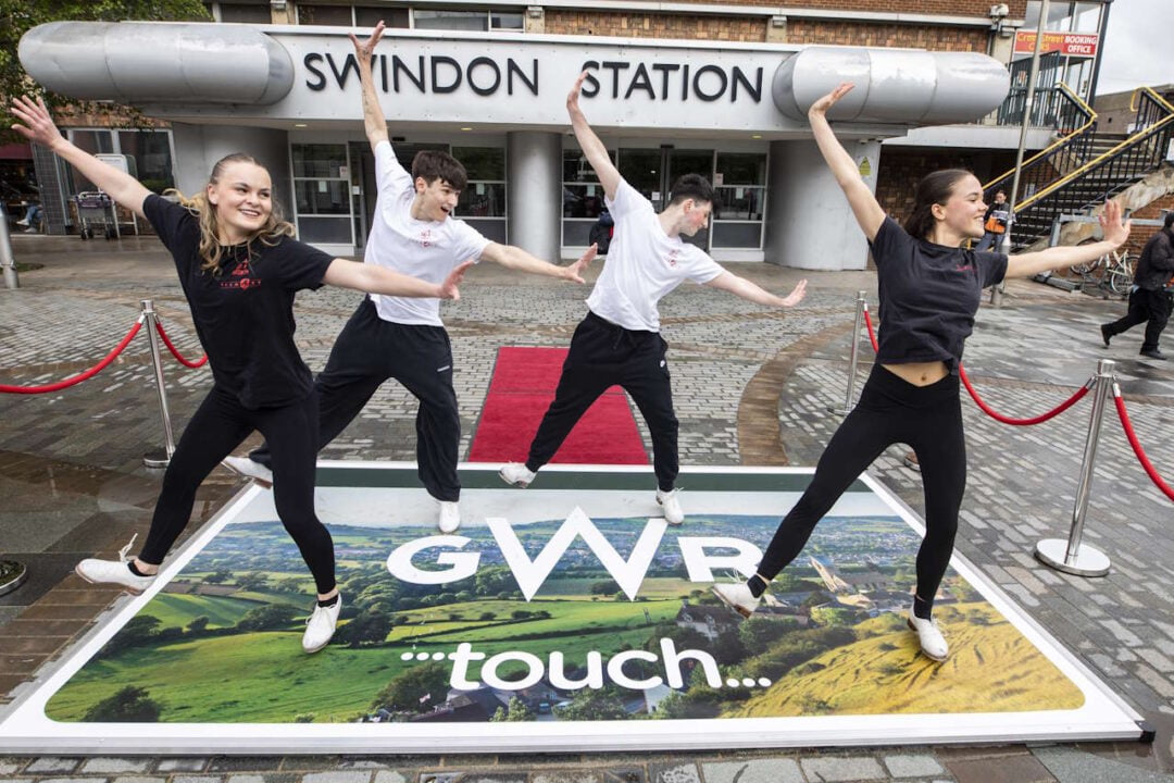 Tap Attack tap dancers outside Swindon station. // Credit: Great Western Railway