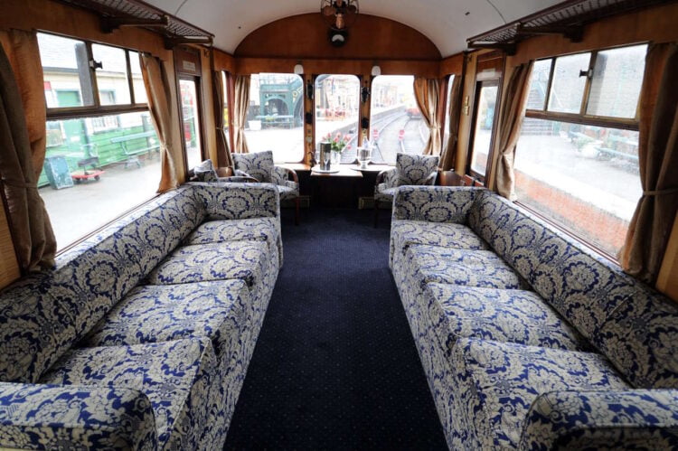 Inside the 1940s Great Western Saloon carriage. // Credit: North Yorkshire Moors Railway