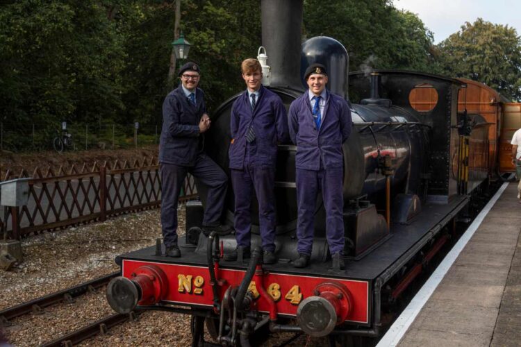 Steam crew pose with 112-year-old steam locomotive - Leigh Caudwell
