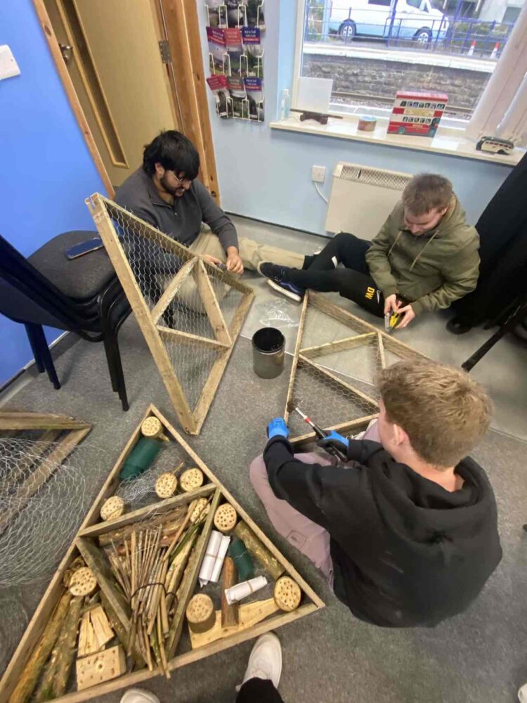 Year in industry students assembling their 'Bug Hotels' - Northern