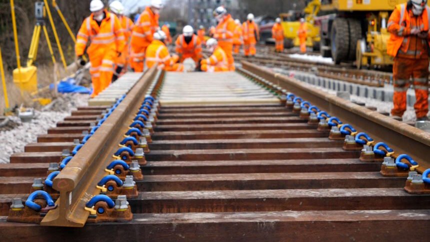 New track being installed during engineering work. // Credit: Network Rail