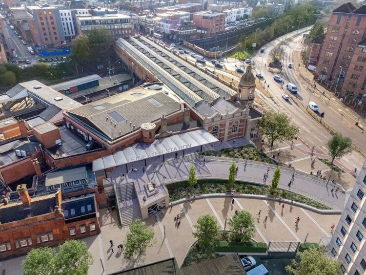 Artist's impression of the redeveloped entrance to Leicester station. // Credit: Leicester City Council