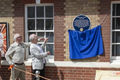Plaque unveiling at Highams Park station. Credit: John Murray